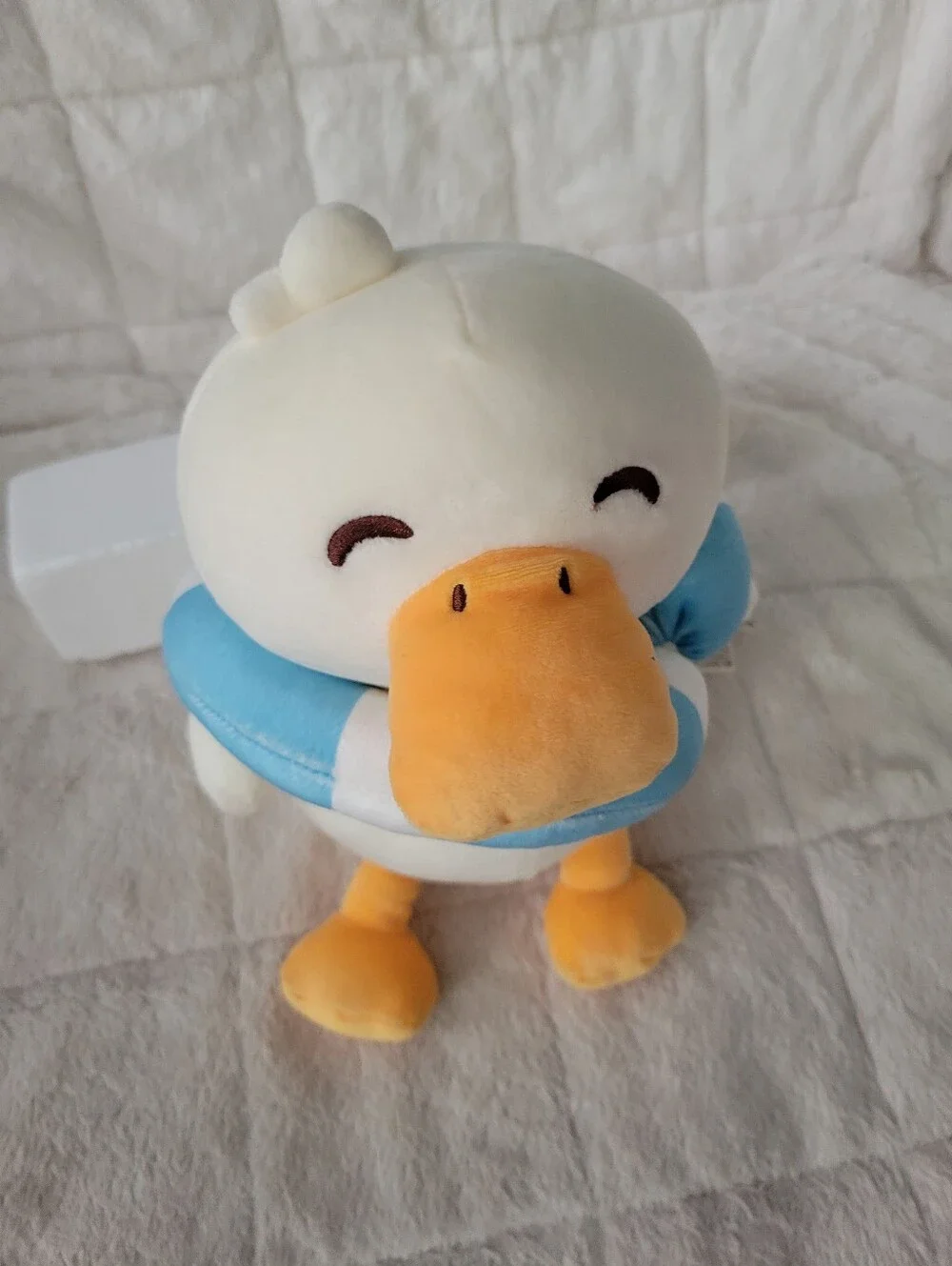 Miniso Plush Yellow Duck with Blue Life Ring Stuffed Animal